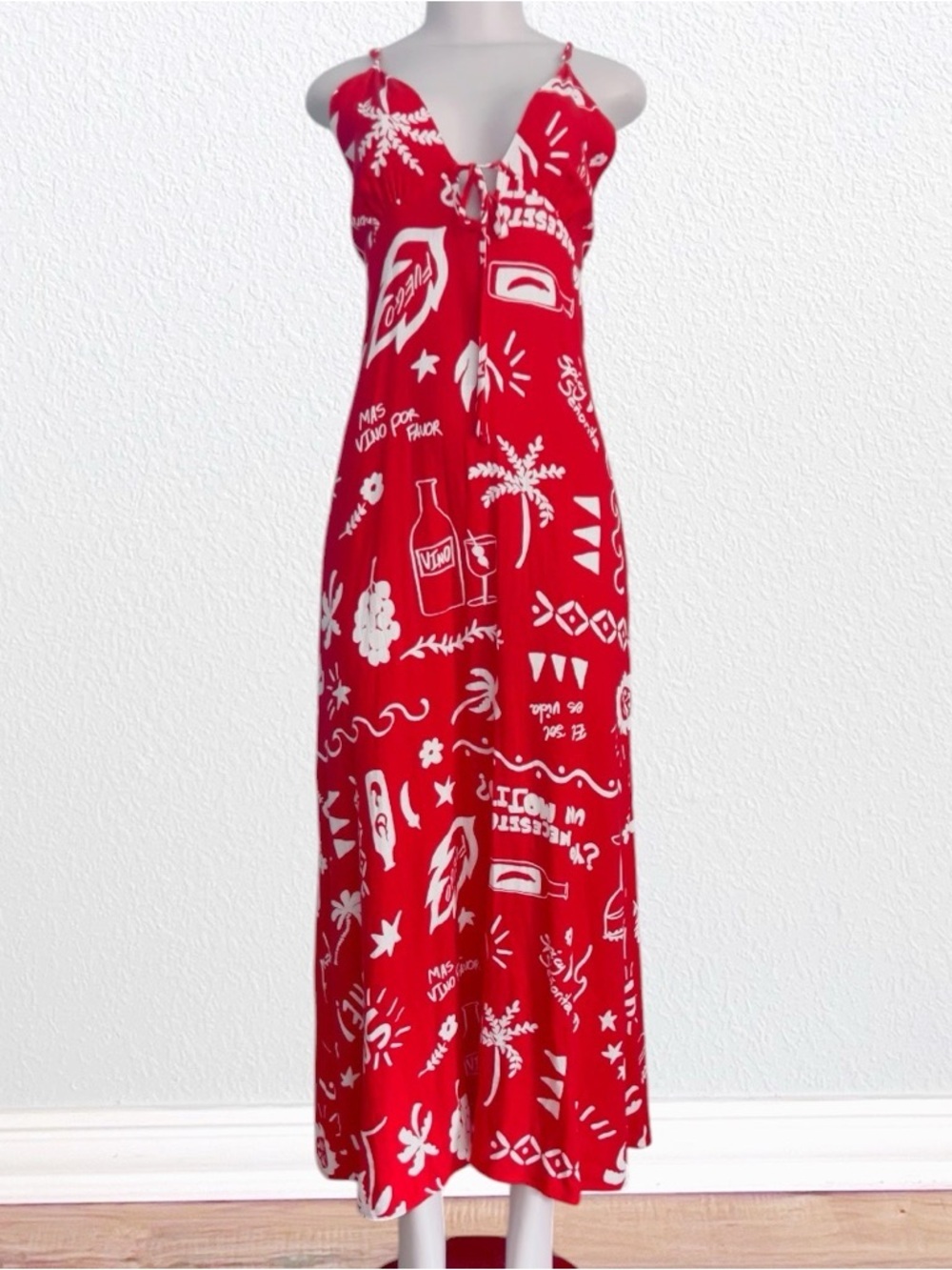 Anthropologie  Paper Heart Fuego Linen Blend Graphic Beachy Sundress View 2